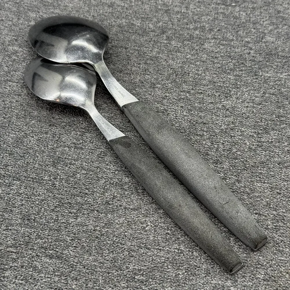 13pc Vintage Stainless Japan Knives Forks Spoons Black Inlay MCM Flatware READ
